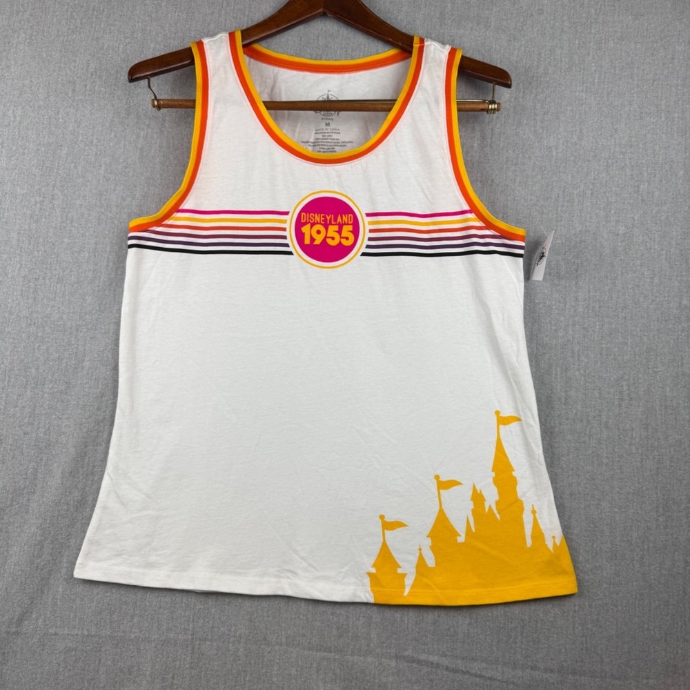 Disney Parks Tank Top Women Medium White Disneyland 1955 Castle Graphic